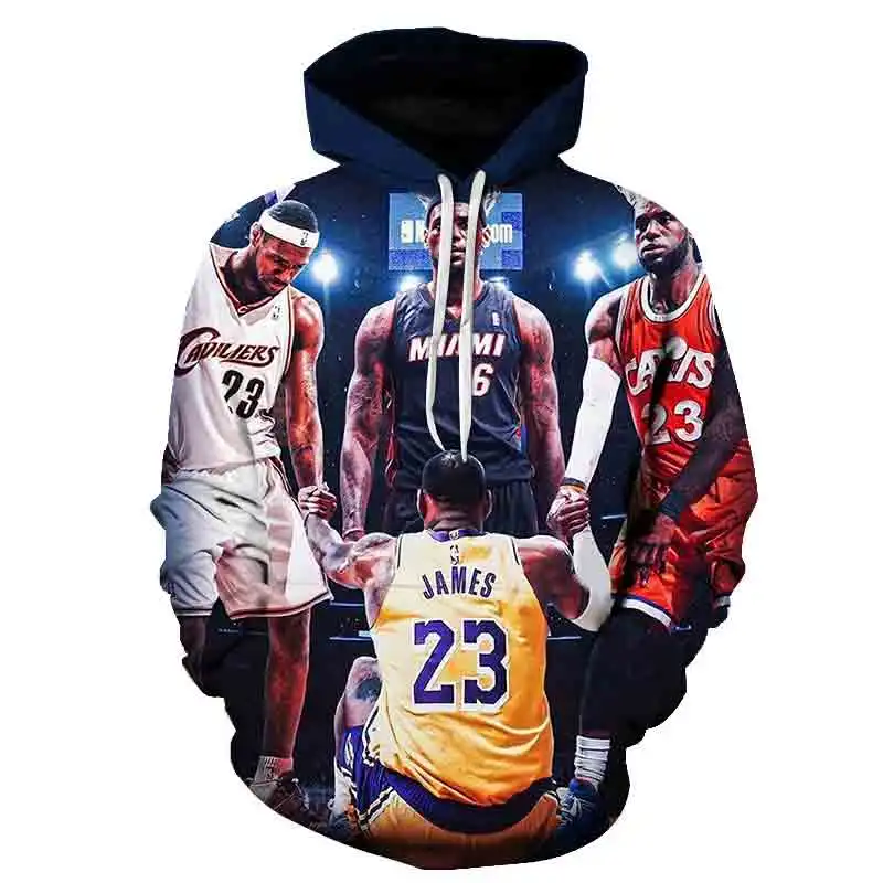

Spring and Autumn Men's Hoodie 3D Printing Basketball Star Children's Street Style Long Sleeve Pullover Sweatshirt Caot