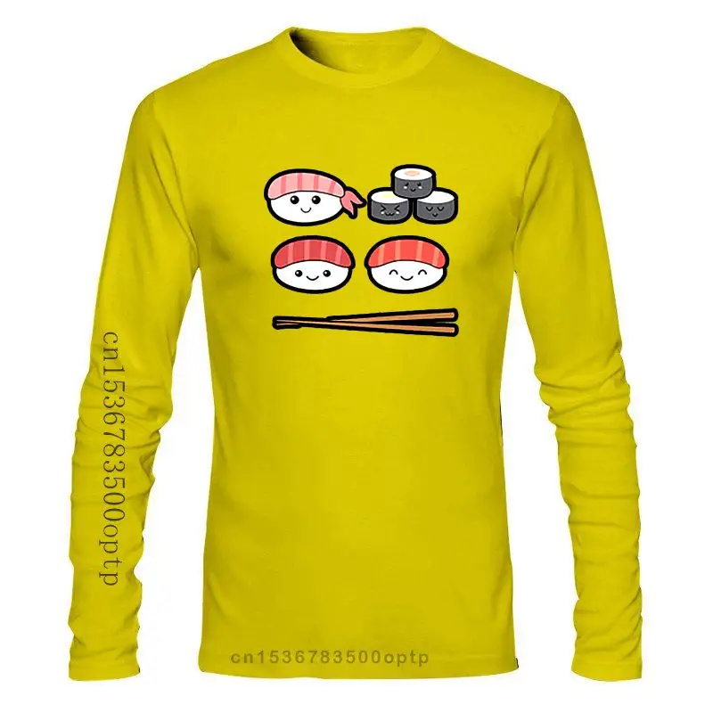 

Новые счастливые суши и палочки для еды в японском стиле художественная Мужская (женская доступная) футболка Черная высококачественная пов...