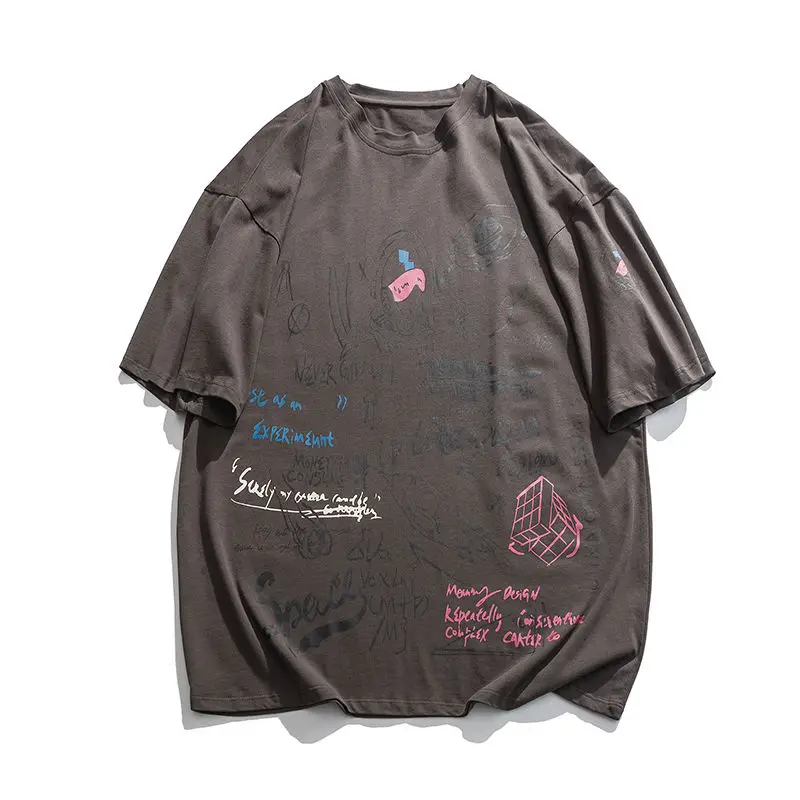 

2020 Summer New Youth Popular Loose Original Graffiti Print Five-point Sleeve T-shirt Fashion Casual Round Neck Pullover M-XL