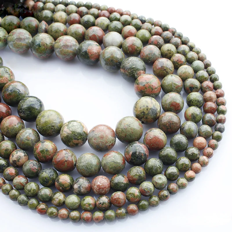 

15"(38cm) Strand Round Natural Unakite Stone Rocks 4mm 6mm 8mm 10mm 12mm Beads for Jewelry Making DIY Bracelet Findings