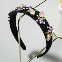 baroque style hair hoop hair band for women inlaid rhinestones headband flowers high end outgoing fashion temperament headwear