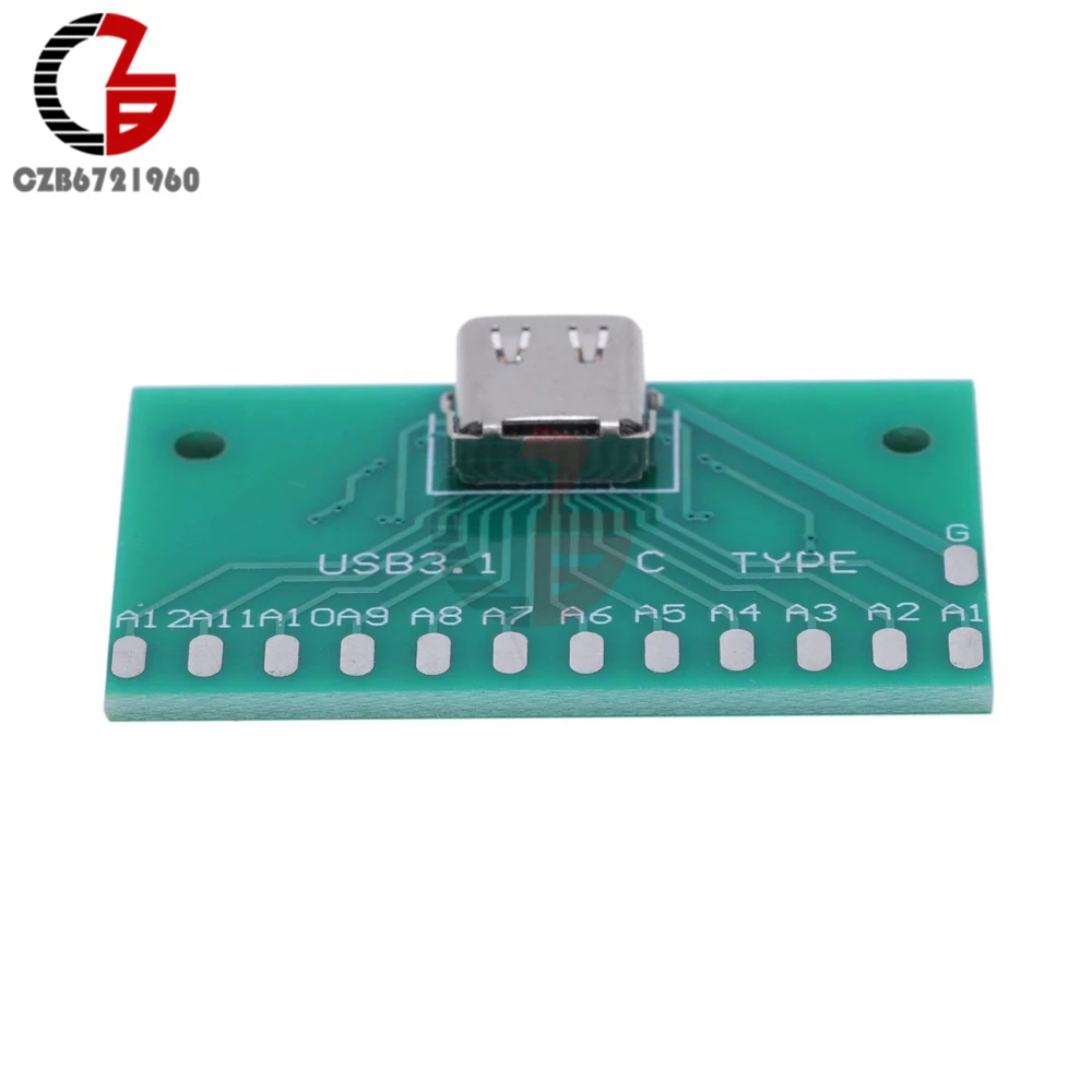 Type-C USB3.1 Female Connector Adapter Test Board USB 3.1 24P 24Pin Socket Base PCB for Arduino 2.0 DIY | Обустройство дома