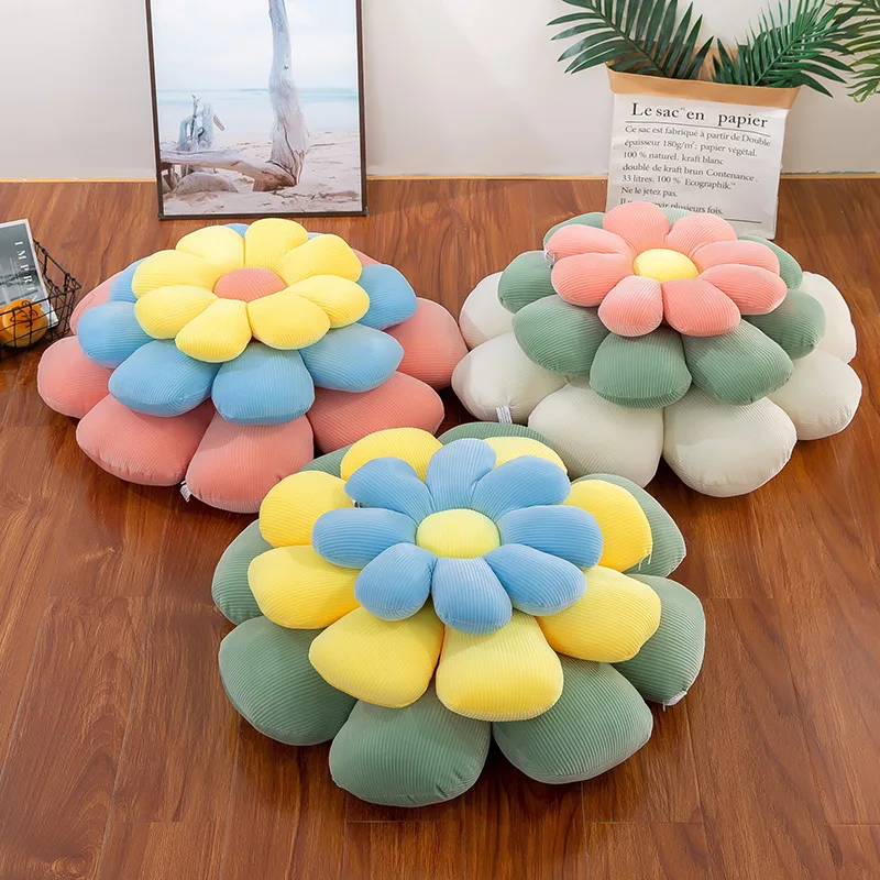 

2022 40/80CM Squishy Plush Plant Pillow Stuffed Flowers Seat Cushion Pink Yellow Green Chair Decoration
