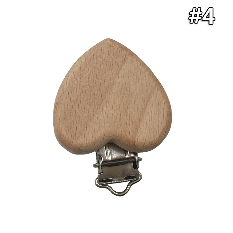 Wooden Clips 4 1 шт. детские деревянные погремушки из натурального бука, клипсы для соски, Мультяшные животные, соска, цепочка, аксессуар, зубной прорезыватель для малышей - Цвет: Wooden Clips 4