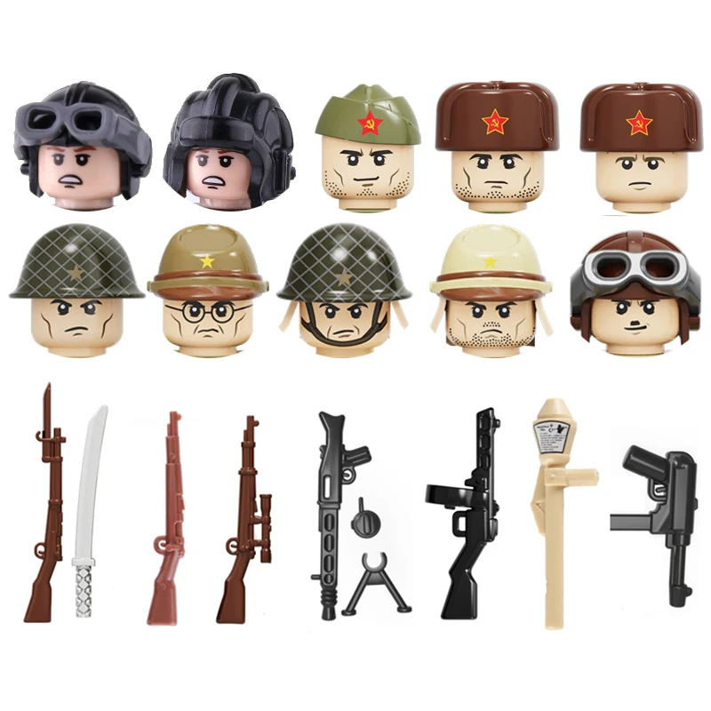 Фигурки солдат Второй мировой войны оружие строительные блоки фигурки Советской