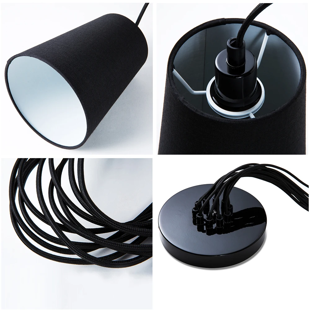 

Modern Fashion large spider braided chandeliers white black fabric shades 10 lights Hanging Clusters ceiling lamp living room