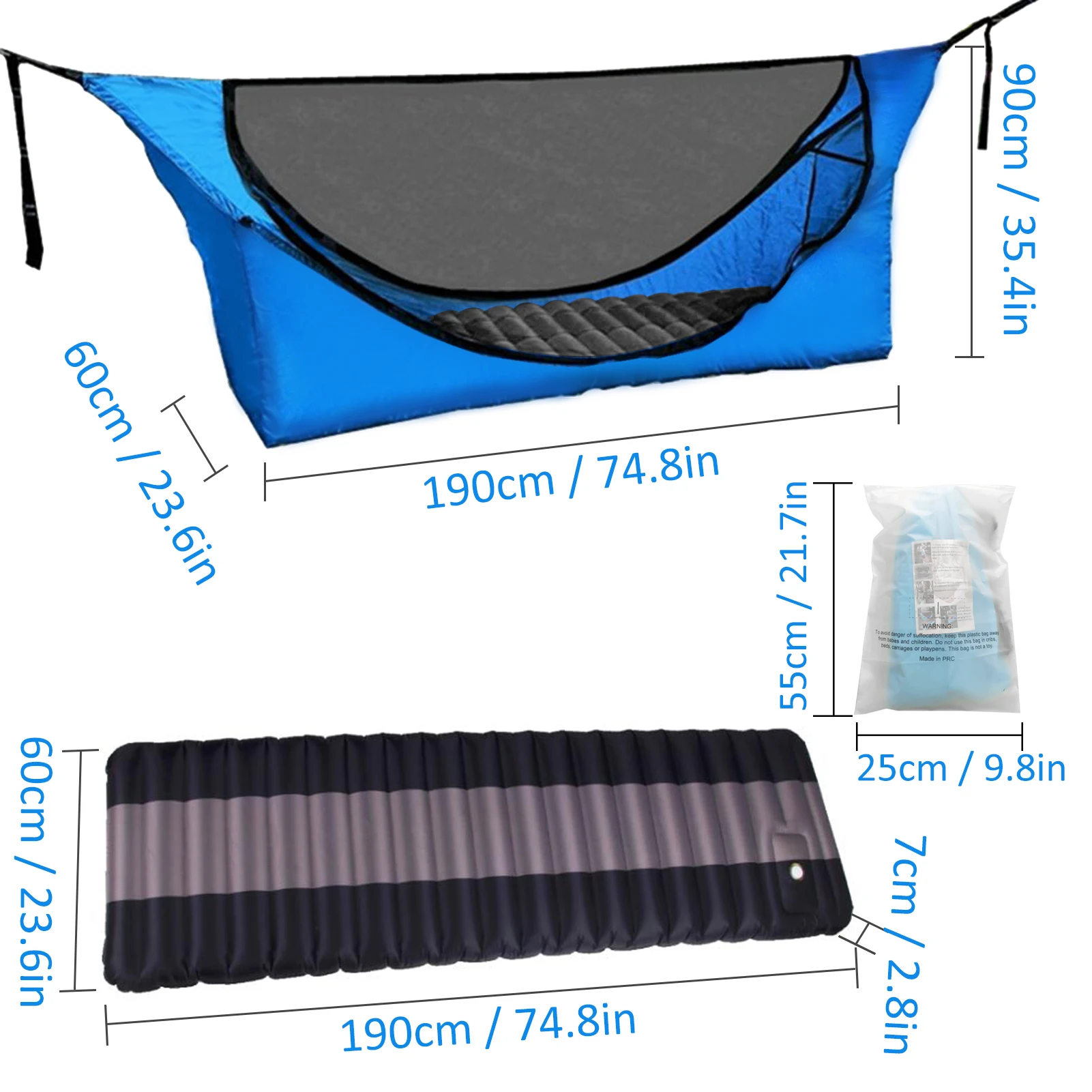 

Single Camping Hammock Inflatable Mattress Anti-Mosquito Hammock Set Lightweight Portable Cot Hanging Bed Hunting Sleeping Swing