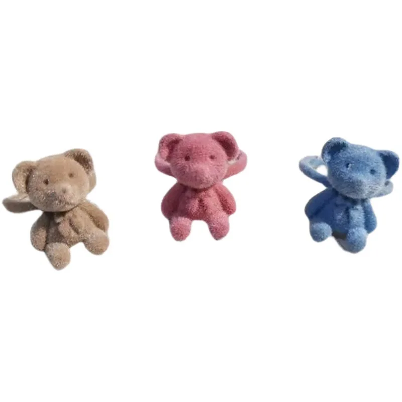 Милые флокированные кольца медведя для девочек Kawaii забавные плюшевые животные