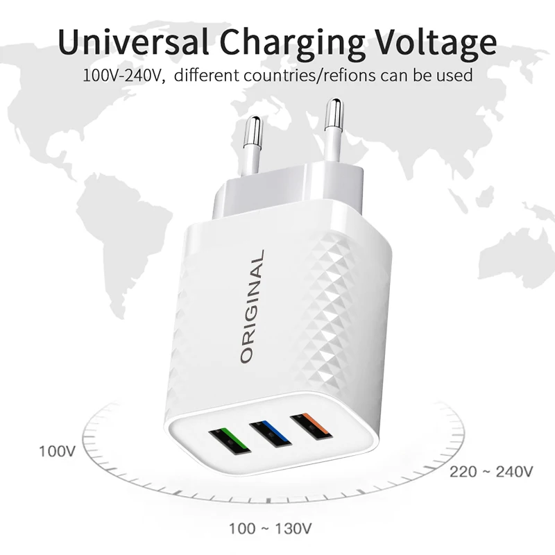 powerbank quick charge 3.0 USB Charger Quick Charge 2.4A 3 Ports Mobile Phone Chargers Fast Charging For iPhone Samsung Xiaomi Huawei Tablet Wall Adapter 65 watt usb c charger