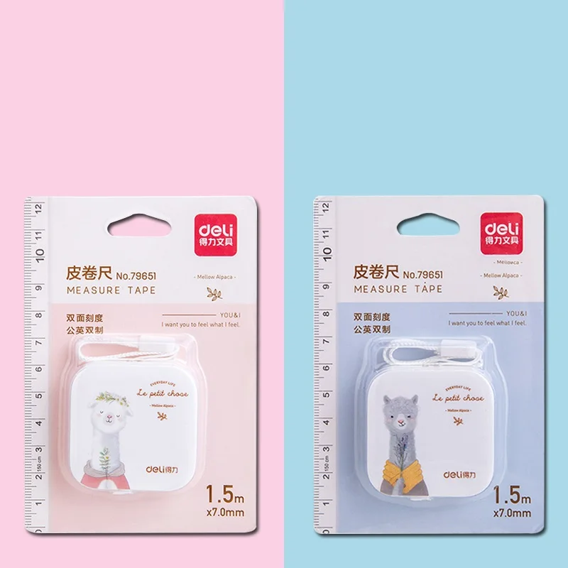 

2pcs Cartoon Alpaca Leather measuring tape set 1.5m 60inch mini portable flexible rule tapeline Office school supplies F577