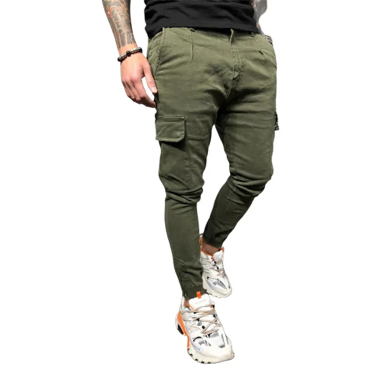 Мужские спортивные брюки в стиле сафари облегающие с карманами Длинные