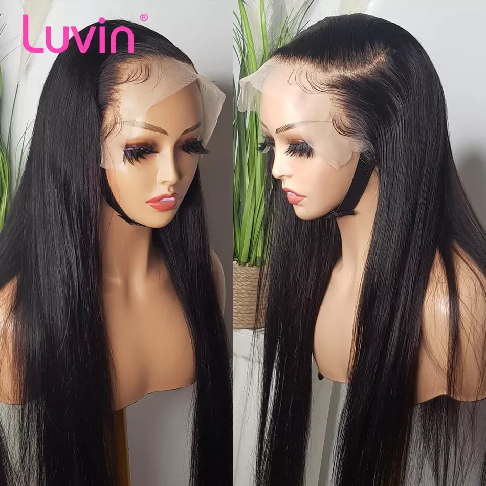 Парик Luvin 30 32 40 42 дюйма прозрачные бразильские прямые волосы 5X 5 передний парик из