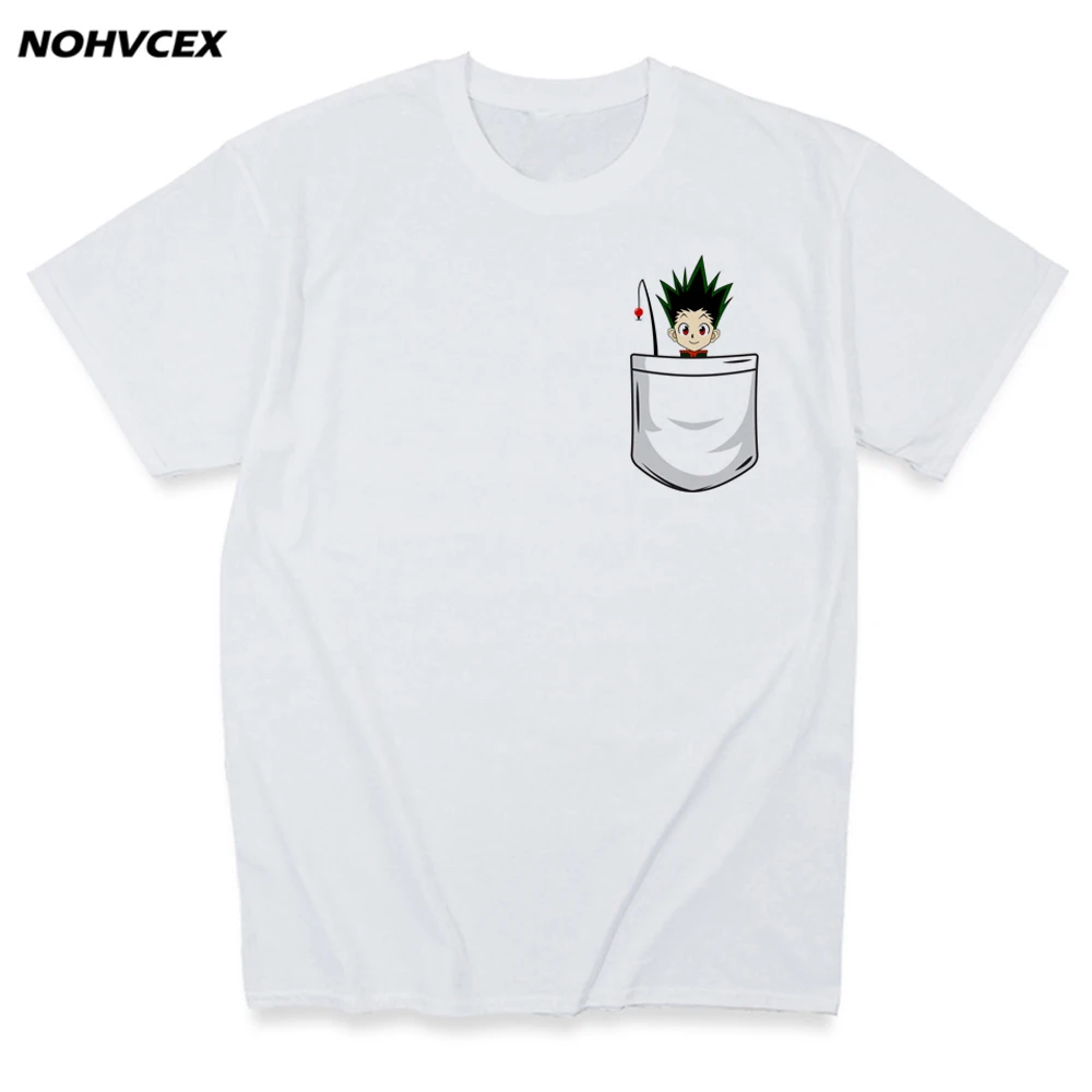 

Мужская хлопковая футболка с коротким рукавом, круглым вырезом, Аниме Манга, футболка с изображением охотника, Gon Freecss Hunter X футболки одежда