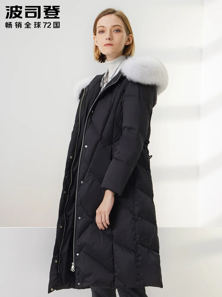 BOSIDENG новый стиль воротник из гусиного пуха лисы модная Регулируемая талия