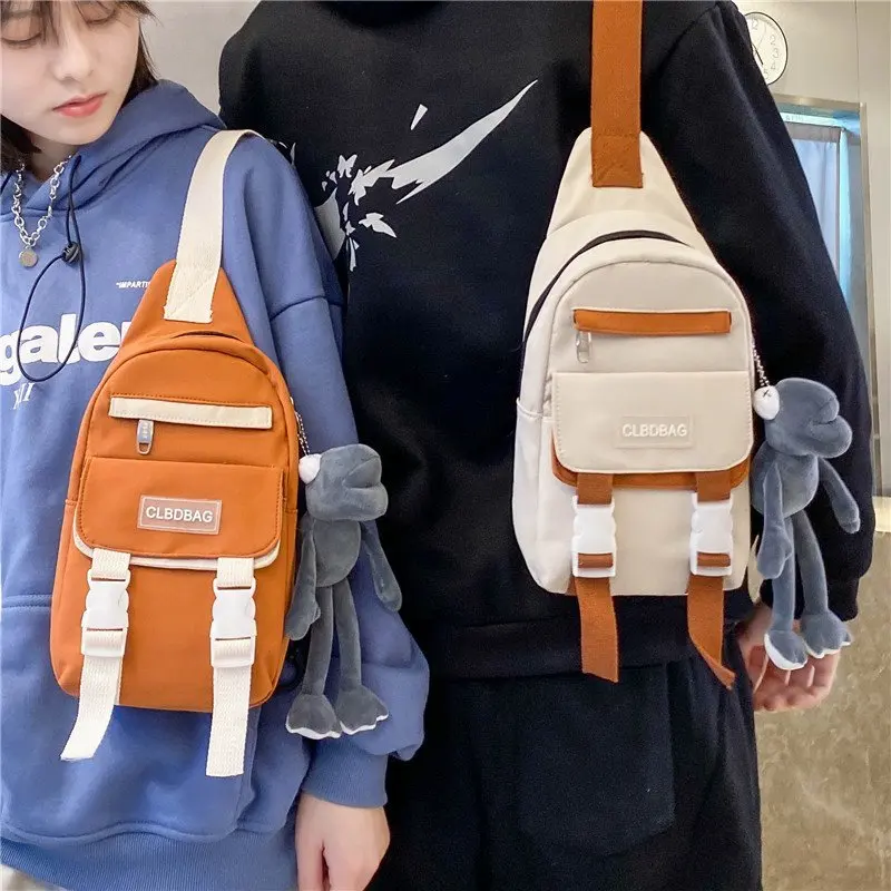 

2022 Japanese Style Crossbody Bag Unisex Nylon Cloth Shoulder Pouch Waterproof Fashion Chest Package Fashion Designer Handbag