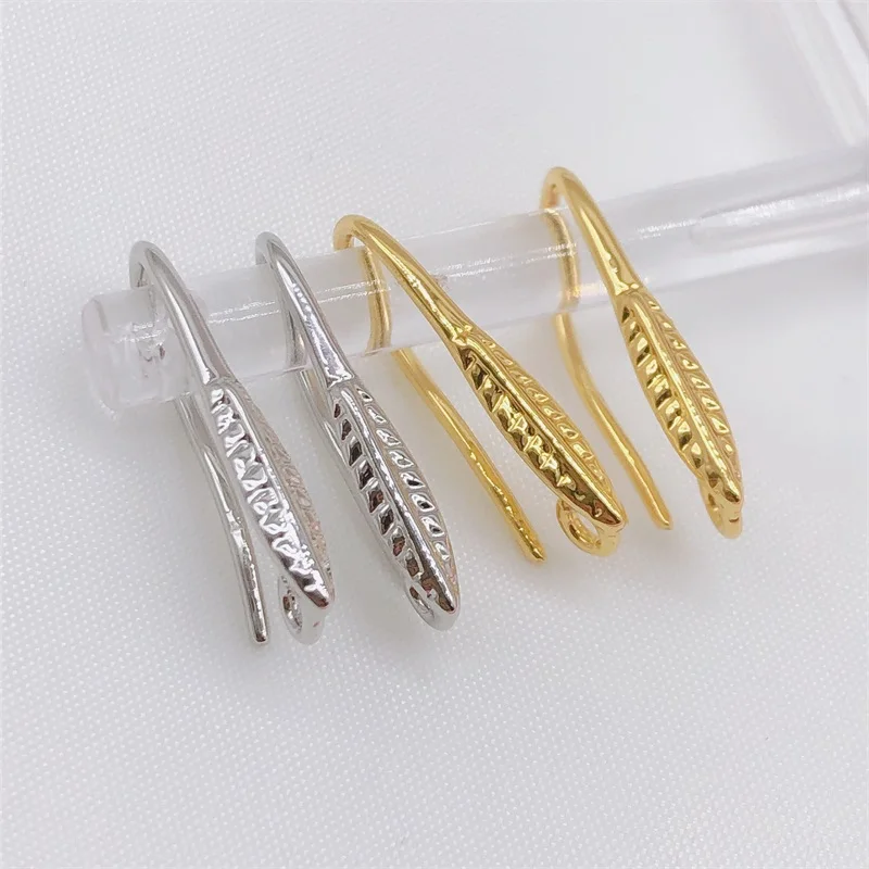 4pcs/lot high quality fashion leaf design ear hook gold/silver color DIY handmade earring making supplies jewelry accessories