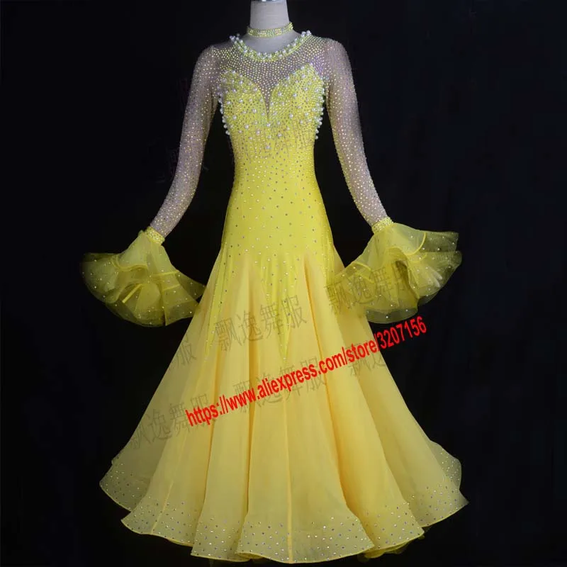 Yellow of Competition ballroom Standard dance dress clothing waltz dresses Ballroom Dance Dress Red Royalbule | Тематическая одежда