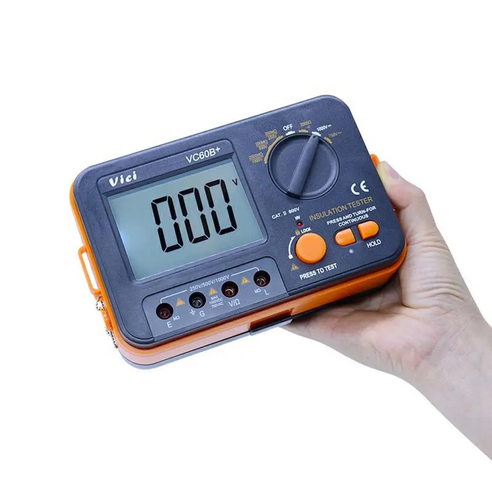 

VC60B + Insulation Resistance Tester 250V 500V 1000V Digital Megohmmeter Digital Tester MegOhm Meter