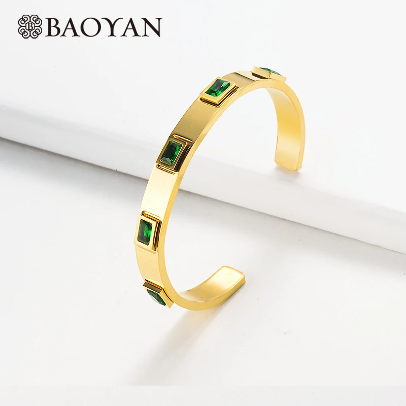 Золотые/серебряные браслеты Baoyan из нержавеющей стали Модные Зеленые красные