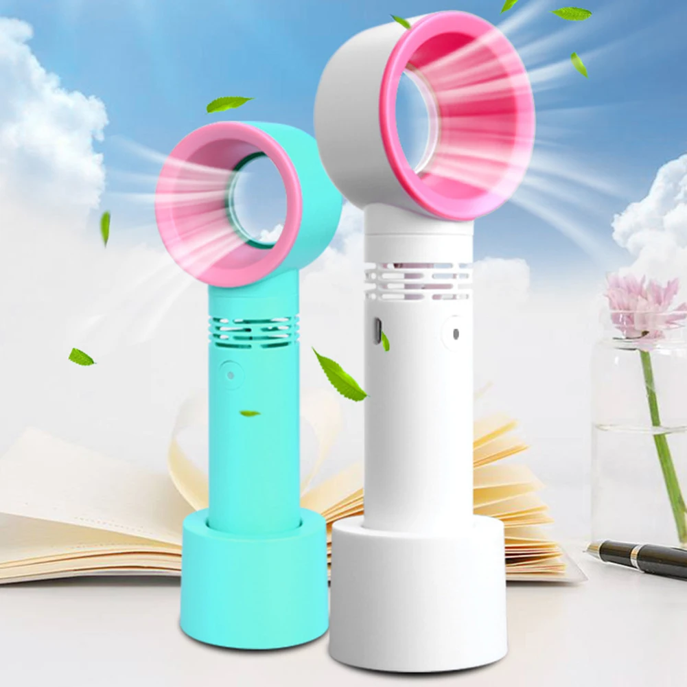 

ZY Portable USB Rechargeable Fan Mini Handheld Bladeless Fan Household No Leaf Handy Fan Small Airflow 3 Speed Level Cooling Fan