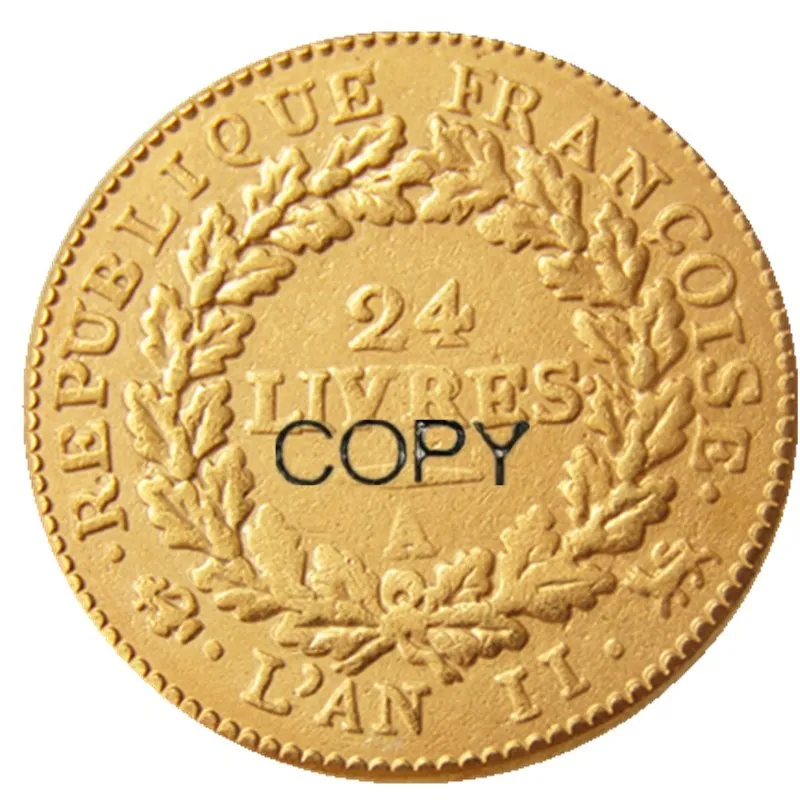 Франция набор(1793A 1793D 1793 W) 3 шт 24LIVRES Позолоченные копии монет - Цвет: 1793A