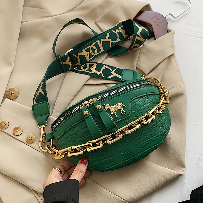 

2021 Chest Bags Female Fashion Phone Purses Chain Travel Belt Bag PU Leather Small Simple Waist Packs For Women Bolsa feminina