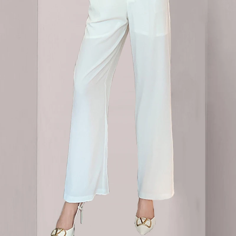 

Spring Autumn Professional Office Lady Pants White Long High Waist Trousers Work Straight Pant TA397