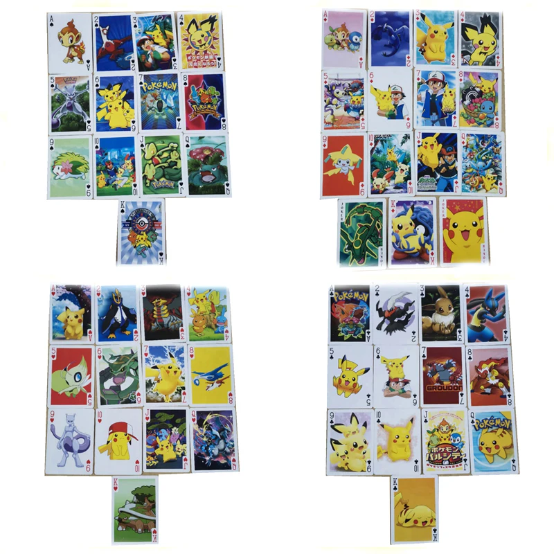 

Pokemon 54Pcs Playing Cards Poker Pikachued Charmander Squirtle Bulbasaur Anime Figure Desktop Games Toys for Kids Adult
