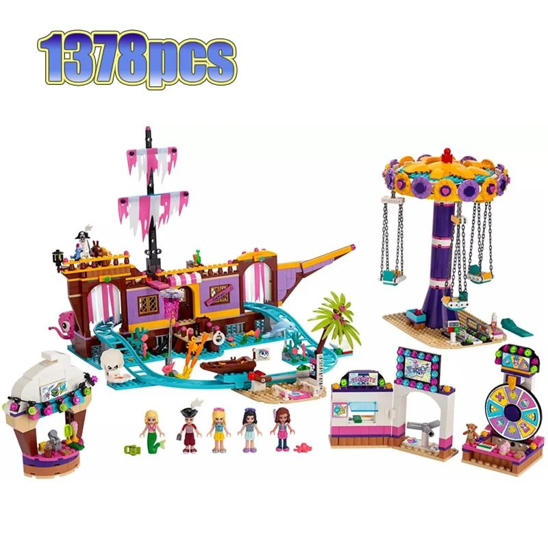 

2020 новый набор для друзей, парк аттракционов, подходит для друзей, модель, строительные блоки, кирпичи, игрушки для девочек, рождественские п...