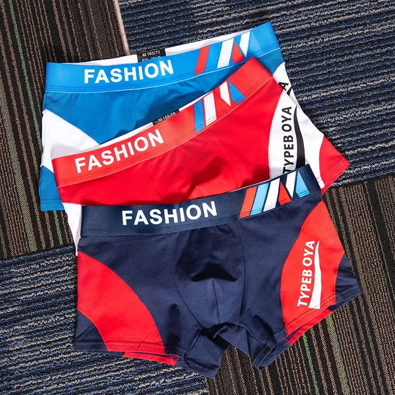 3Pcs/Lot Men's Underwear Boxer Pants Pure Cotton Young Students Low Waist Sexy Tight Breathable Boys' Boxer Shorts Head