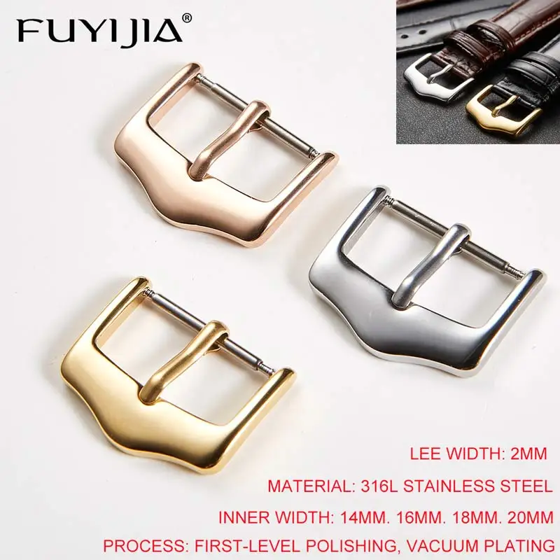 Ремешок для часов FUYIJIA из нержавеющей стали с пряжкой аксессуары 14 мм 16 18 20 пряжка