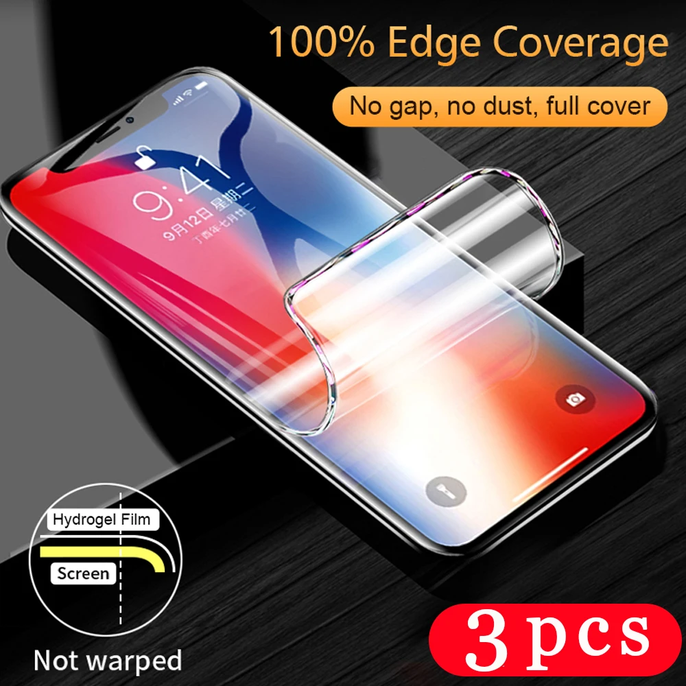 3 шт. чехол для iphone x xr xs 11 pro max SE Гидрогелевая пленка 6 6s 7 8 plus Защитная экрана