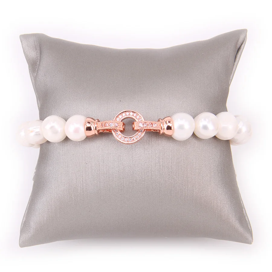 Томас 8 мм белые жемчужные бусины браслеты с розовым золотом Цвет макро твердым