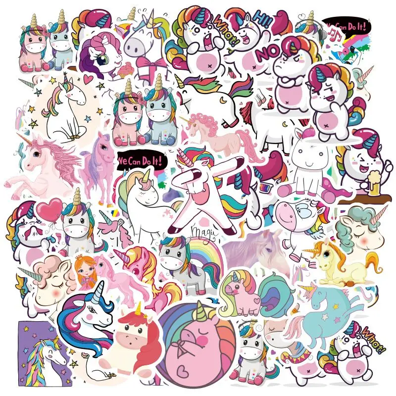 50 шт. милые животные Единорог наклейки водонепроницаемый ноутбук СКЕЙТБОРД