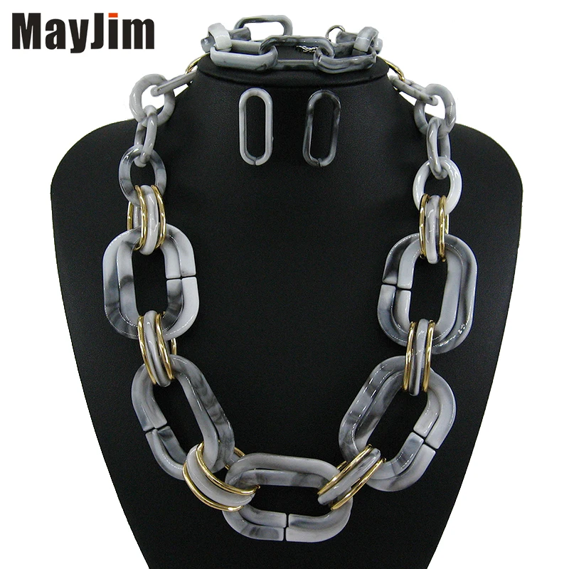 Женский винтажный комплект ювелирных изделий массивная квадратная цепочка из