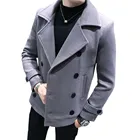 Мужское Короткое шерстяное пальто, повседневное двубортное пальто, тренчкот в деловом стиле, размеры до 5XL, для осени и зимы, размера плюс