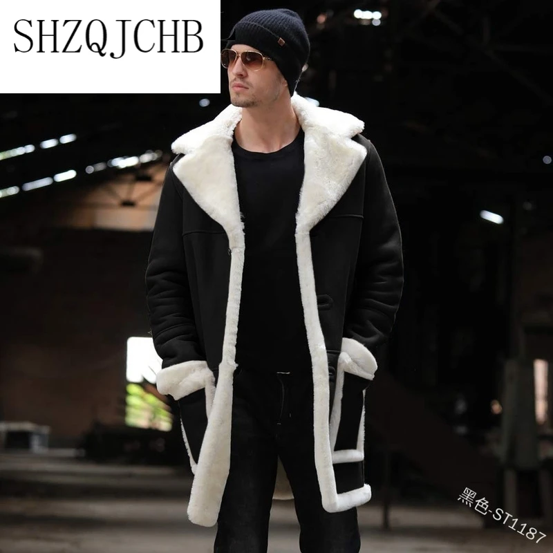 

JCHB Men Warm Thicken Jacket Trench Coat Men Faux Cashmere Coat Woolen Peacoat Long Overcoat Tops
