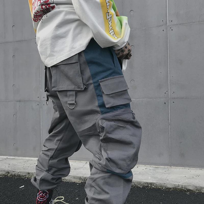 Темные значки несколько карманов брюки-карго мужские уличные штаны в стиле