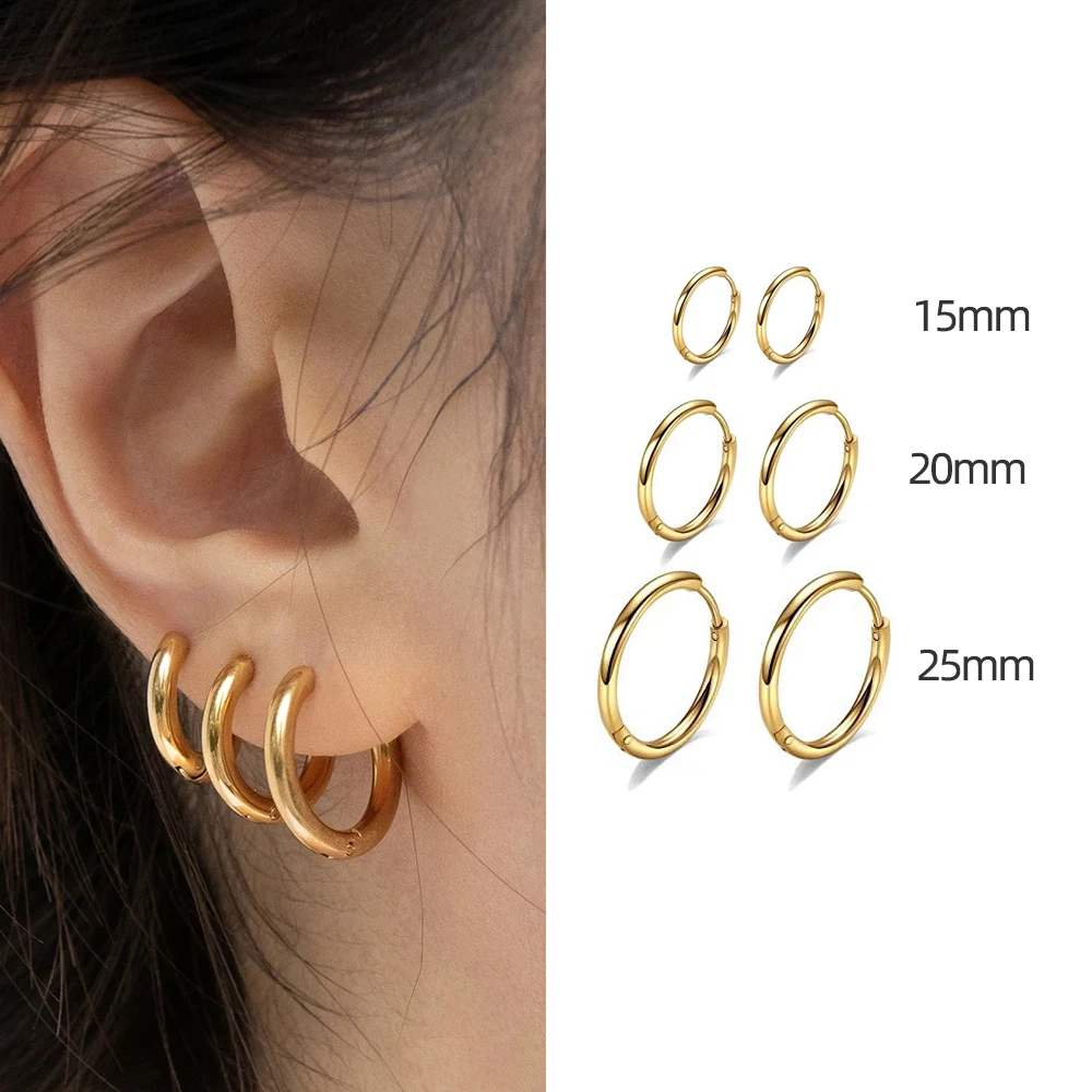 Geometric Hoop Earrings for Women: Big Circle Huggies in Gold Stainless Steel, Perfect for Fashionable Punk Style Jewelry - Brincos image 5