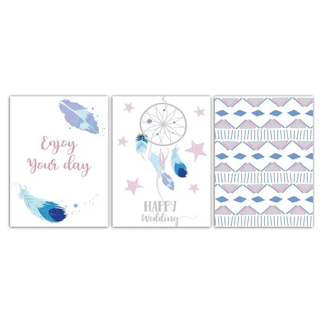 Перо Рисование абстрактного пейзажа плакат стены гравировка холст Ловец снов