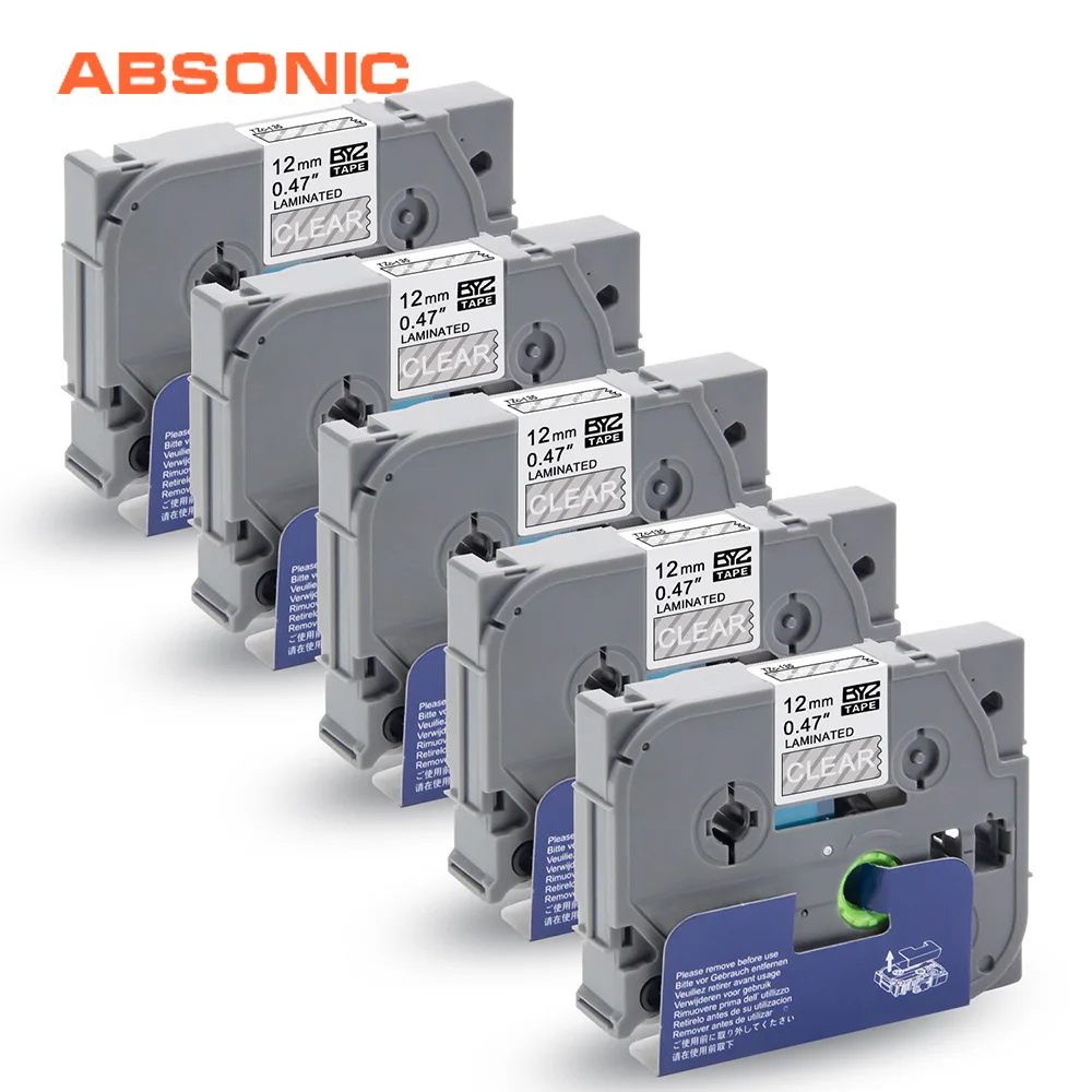 Absonic 5 шт. TZe 135 белый на прозрачной заправке лента совместимый Brother P touch CUBE PT D210 H110