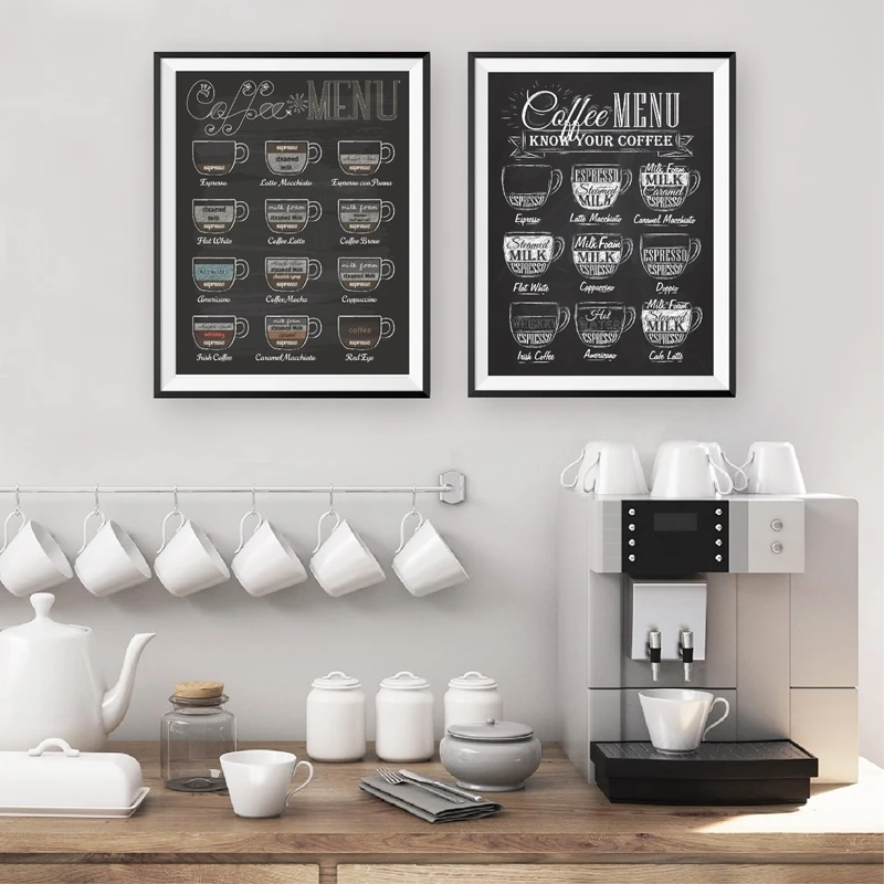 

Coffee Menu Vintage Style Chalkboard Poster Cafe Wall Art Decor Canvas Painting Print Retro Wall Picture Coffee Shop Decoration