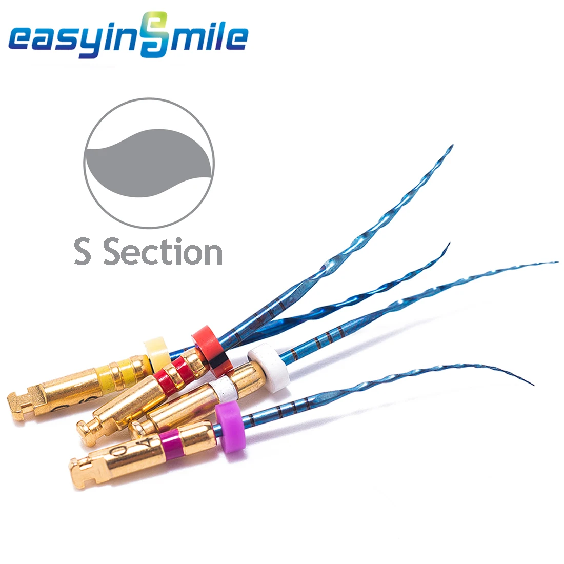 EASYINSMILE Dental Endo NITI Rotary Files Blue X-TWO S Cross Section Endodontic MINI Instrument Tools for Root Canal Autoclave