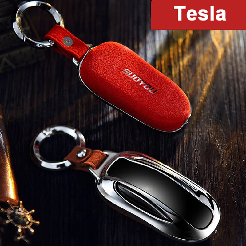 

Чехол для ключей из натуральной кожи с оцинкованным сплавом для Tesla Модель S с брелком для модели X модель 3