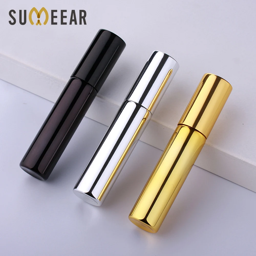 100Pieces/Lot 10ML Portable UV Glass Refillable Perfume Bottle With Aluminum Atomizer Spray Bottles Sample Empty Containers