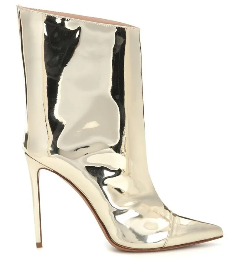 

Catwalk boots women's shoes large size women's and boots patent leather high leather boots gold silver