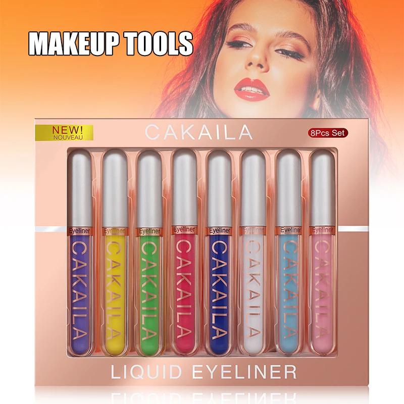 

8pcs Colorful Liquid Eyeliner Pen Waterproof Shiny Eyeliner Pencil Long Lasting Quick Drying Cosmetics Eye Makeup Tools SK88