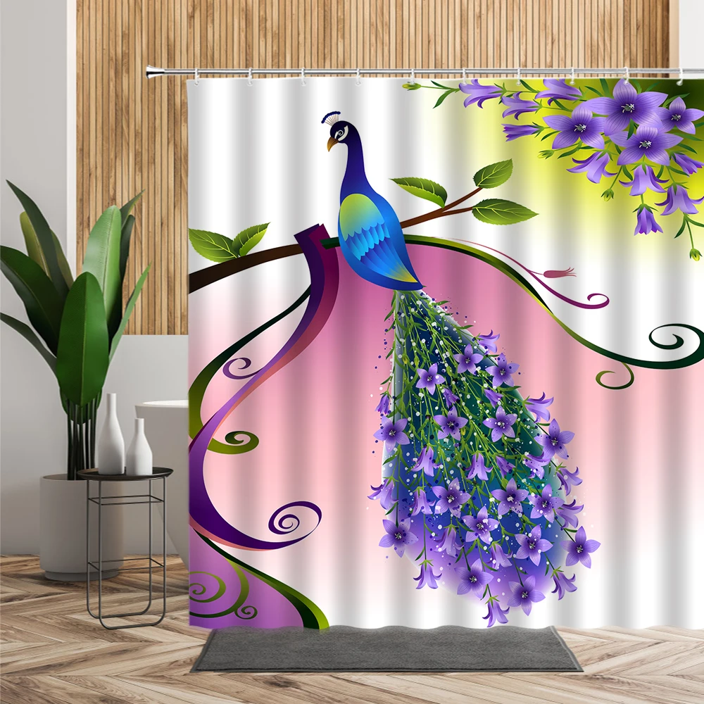 Занавеска для душа с изображением павлина Феникс летающий журавль благоприятные