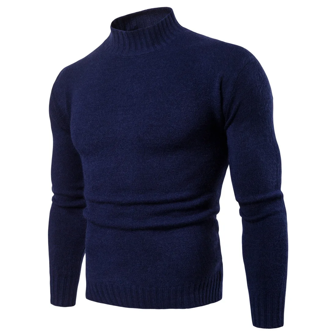 Осенний мужской свитер pull homme Модный повседневный теплый однотонный облегающий мужской вязаный пуловер с круглым вырезом белого и черного цвета