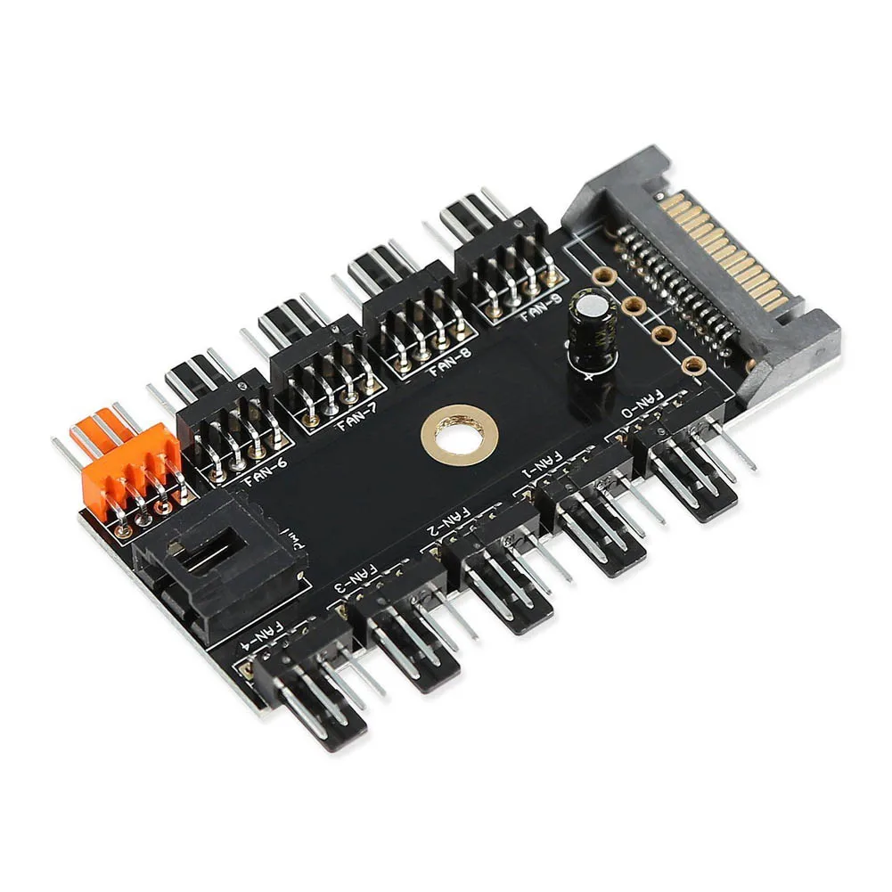 

Chassis Fan Hub CPU Cooling HUB 10 Port 12V 4 Pin PWM Fan Hub SATA VH99